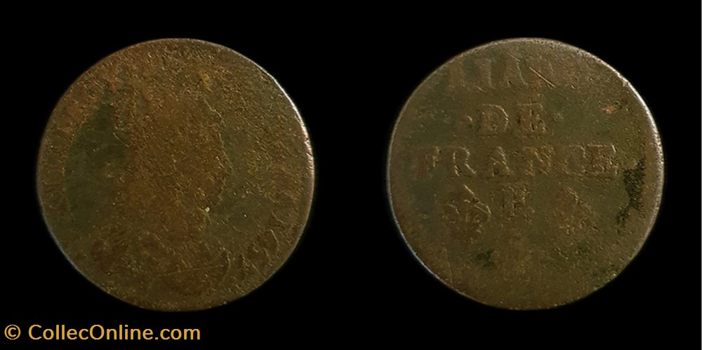 Louis XIV - Liard au buste adolescent 1657 E Meung-sur-Loire / Châtellerault monnaies europe medievale france royales louis xiv liard au buste adolescent 1657 e meung sur loire chatellerault