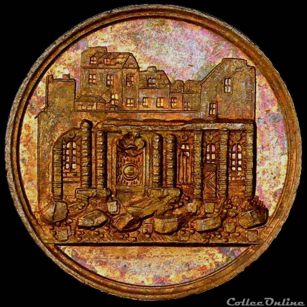 medaille france revolution 23 24 fevrier 1848 lutte chute de la royaute incendie du chateau eau