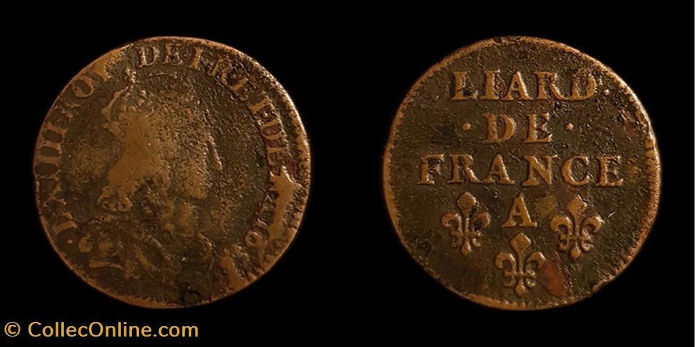 Louis XIV - Liard au buste adolescent 165? A Corbeil monnaies europe medievale france royales louis xiv liard au buste adolescent 165 a corbeil