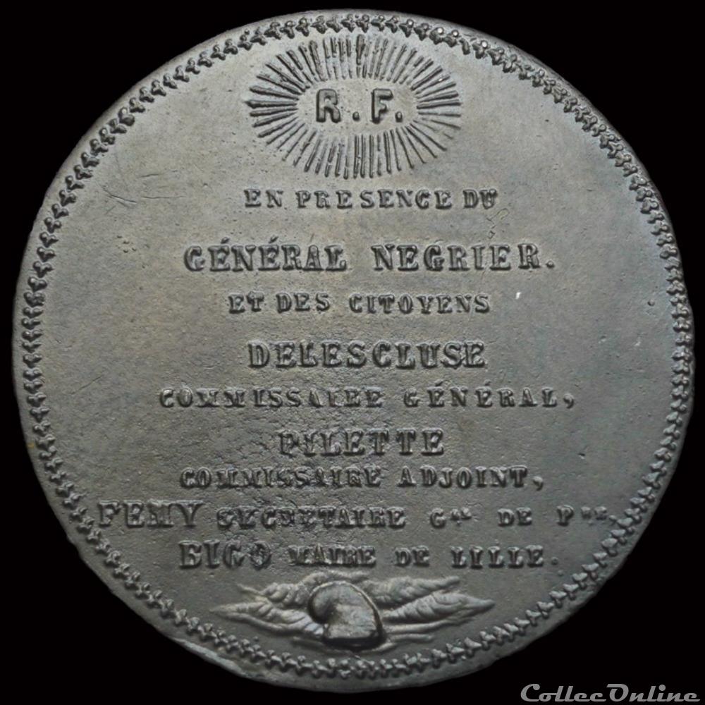 Avril 1848 - Plantation de l'arbre de la liberté (Lille) 2 medaille france revolution avril 1848 plantation de arbre de la liberte lille