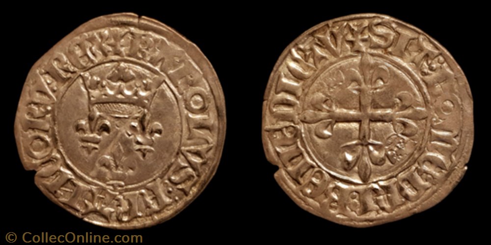 Charles VI "le Fol"- Gros dit "Florette" monnaie france royale charles vi le fol gros dit florette
