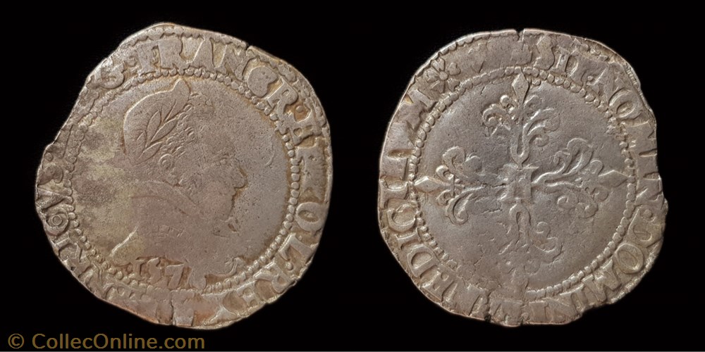 Henri III - Franc au col plat monnaie france royale henri iii franc au col plat