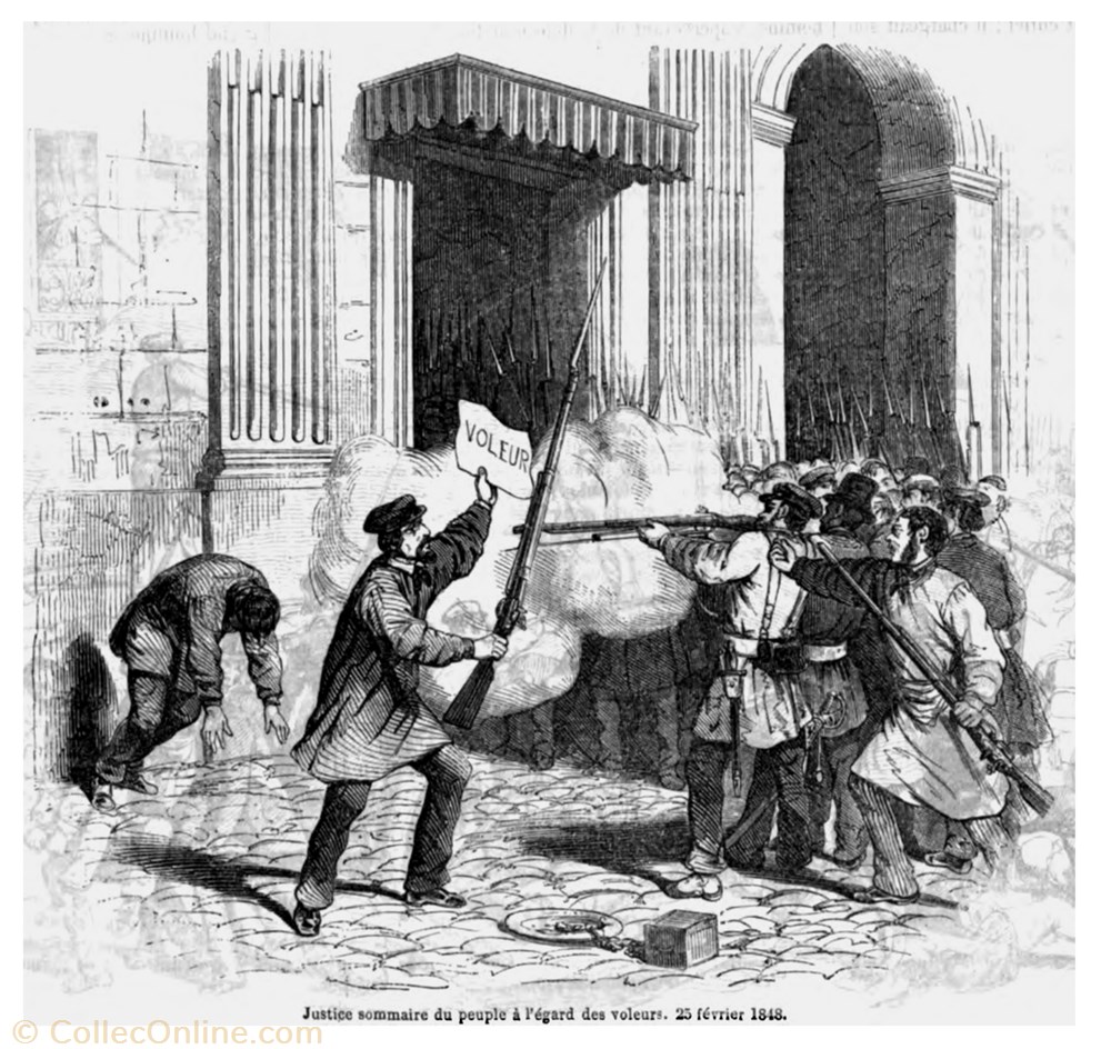 25 Février 1848 - Justice sommaire du peuple à l'égard des voleurs medaille france revolution 25 fevrier 1848 justice sommaire du peuple a egard des voleurs