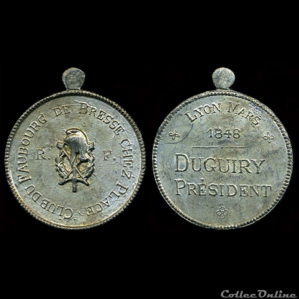 france revolution 1848 medailles des clubs et societes lyon
