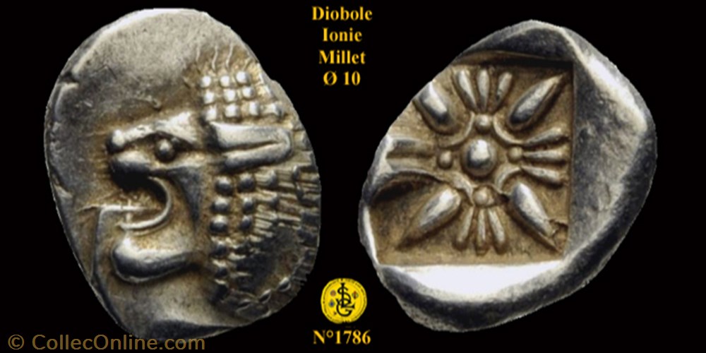 Diobole ou 1/12e de statère de la Ville de Milet monnaie antique av jc ap grecque diobole ou 1 12e de statere de la ville de milet