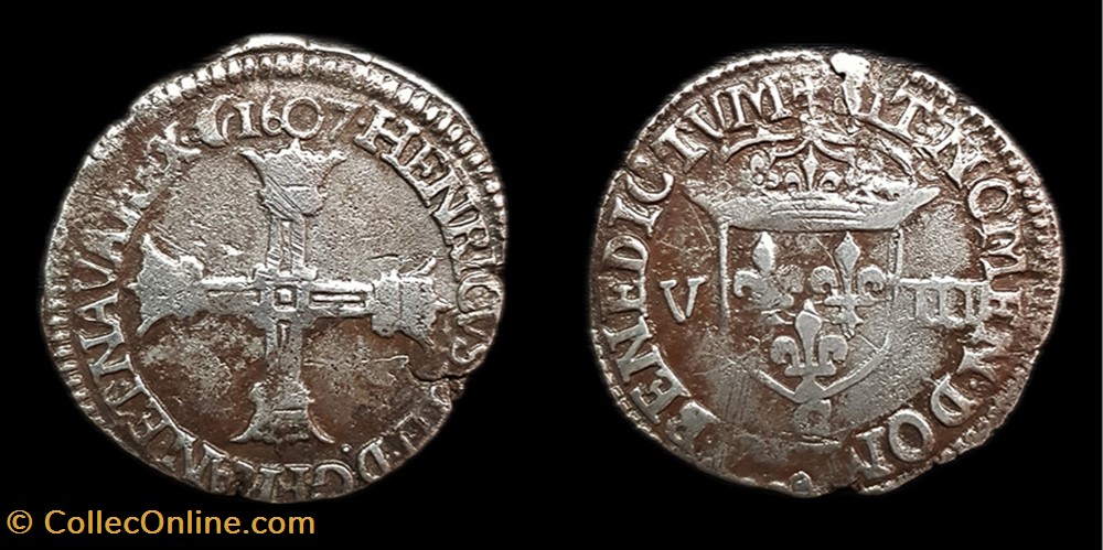 Henri IIII - 1/8 d'Écu 1607 C St Lô monnaies europe medievale a france royales henri iiii 1 8 ecu 1607 c st lo