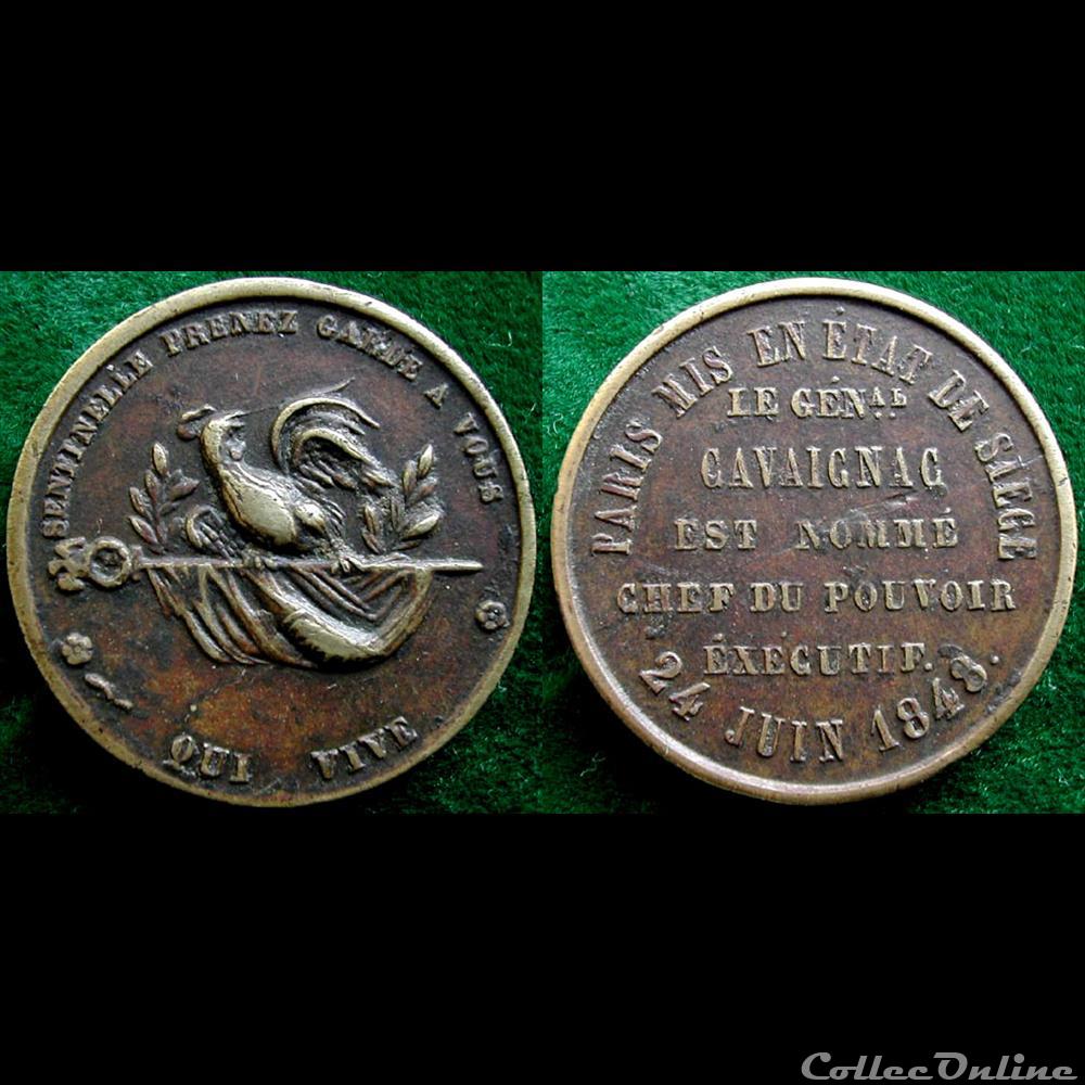 "Journées de Juin 1848" - Le Général Cavaignac, chef du Pouvoir Excécutif medaille france revolution journees de juin 1848 le general cavaignac chef du pouvoir excecutif