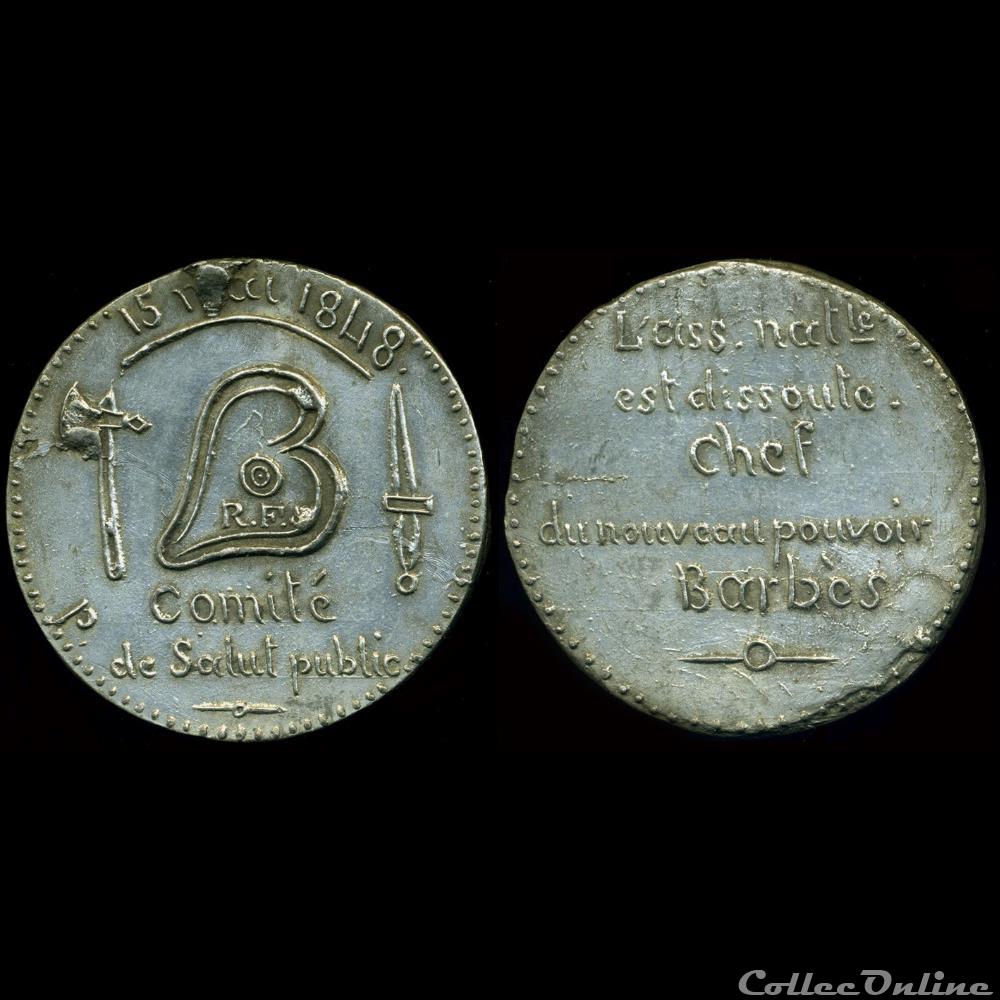 15 Mai 1848 - Violation de l'Assemblée Nationale par l'émeute medaille france revolution 15 mai 1848 violation de assemblee nationale par emeute