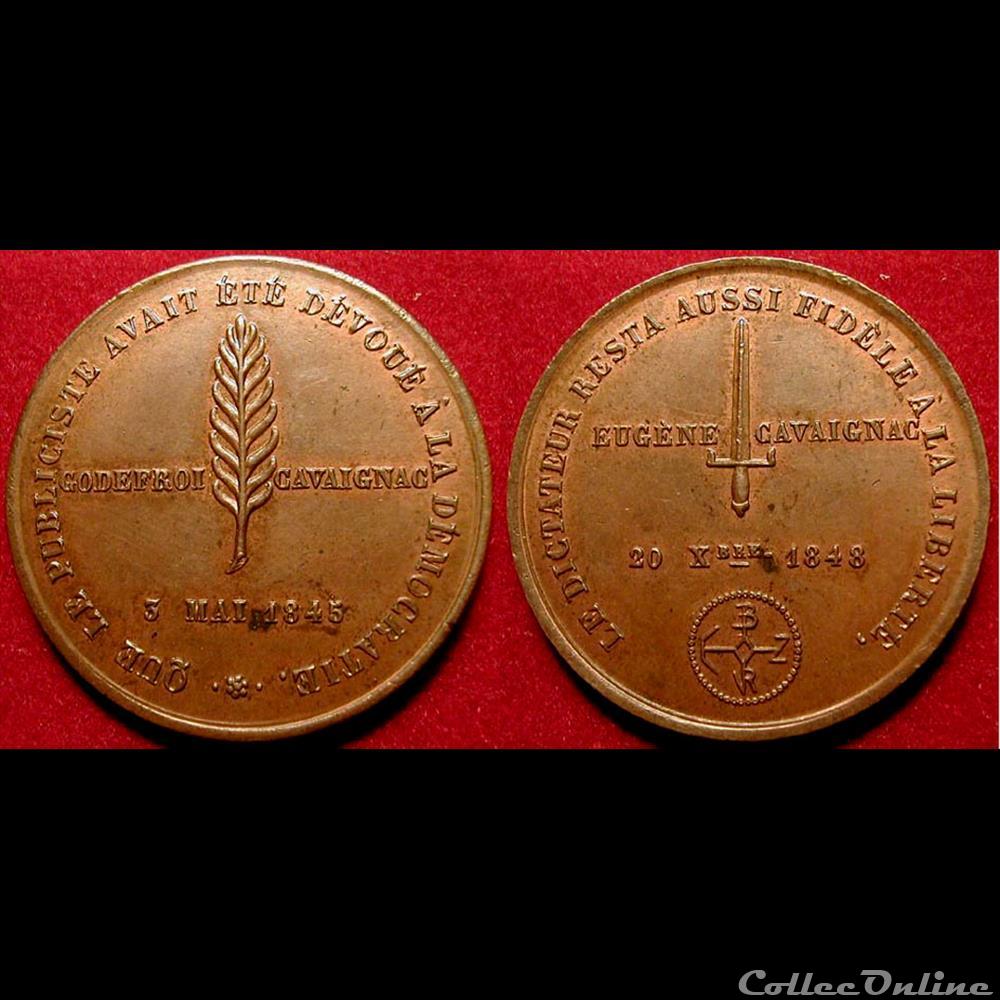 20 Décembre 1848 - Fin des pouvoirs du Général Cavaignac medaille france revolution 20 decembre 1848 fin des pouvoirs du general cavaignac