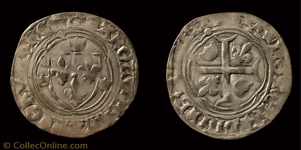 Charles VIII "l'Affable"- Grand Blanc aux Couronelles monnaie france royale charles viii affable grand blanc aux couronelles