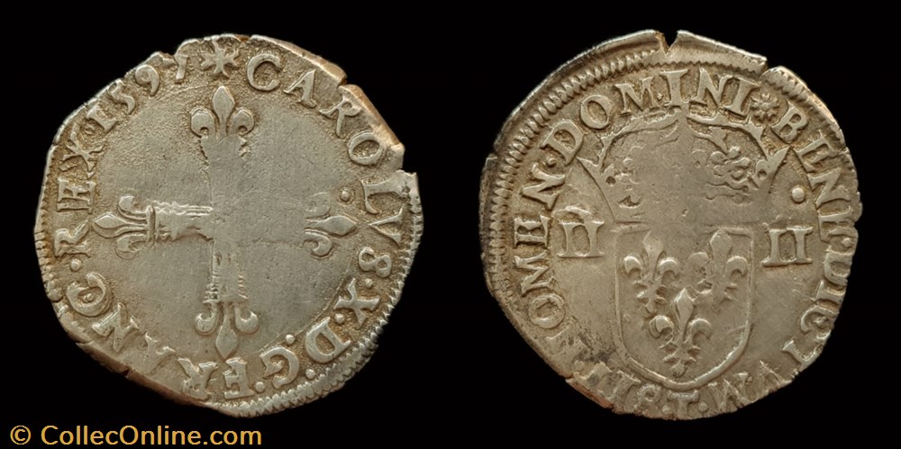 Charles X Cardinal de Bourbon - 1/4 d'Écu monnaie france royale charles x cardinal de bourbon 1 4 ecu