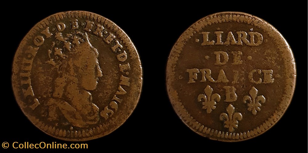 Louis XIV - Liard au buste adolescent 1656 B Pont de l'Arche monnaies europe medievale france royales louis xiv liard au buste adolescent 1656 b pont de arche