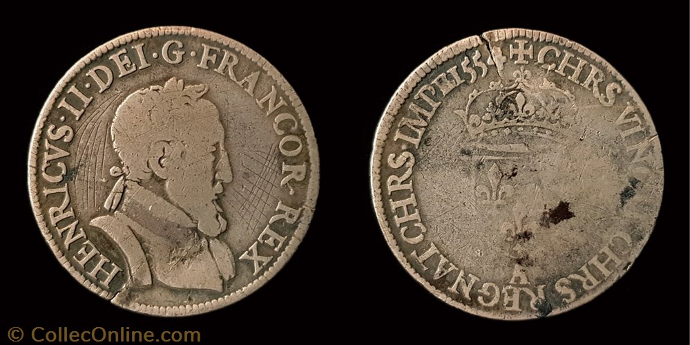 Henri II - Demi Teston au buste lauré monnaie france royale henri ii demi teston au buste laure