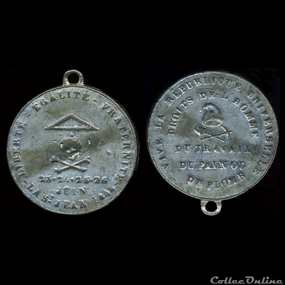 medaille france revolution journees de juin 1848 souvenirs de la lutte