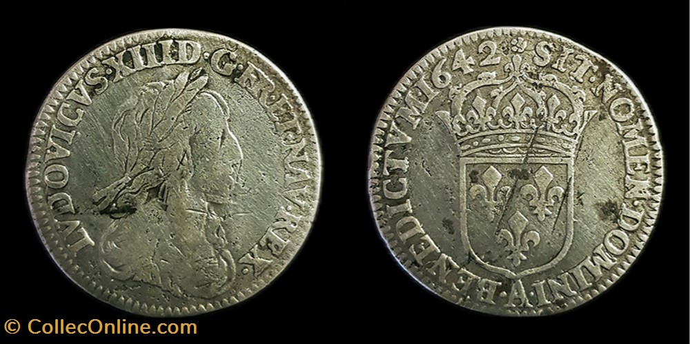 monnaies europe medievale france royales louis xiii 1 12 ecu 1642 a paris