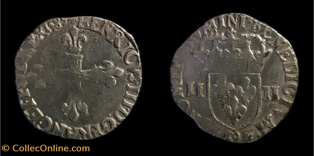 monnaies europe medievale france royales henri iii quart ecu argent 1583 9 rennes