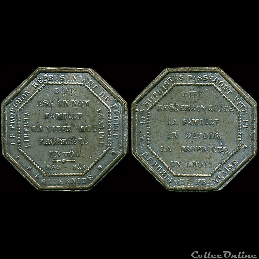 31 Juillet 1848 - Exposition des théories de Proudhon medaille france revolution 31 juillet 1848 exposition des theories de proudhon
