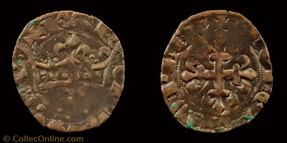 Charles IV "le Bel" - Double Parisis monnaie france royale charles iv le bel double parisis