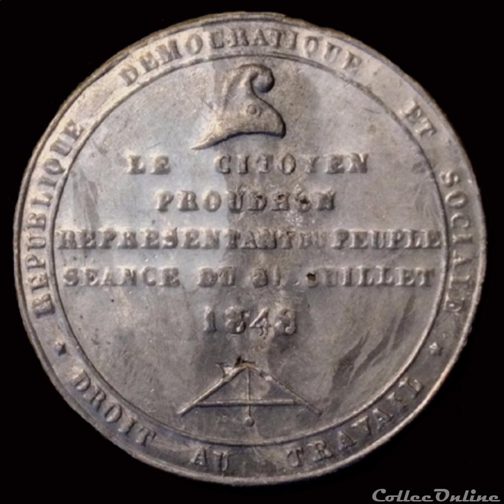 medaille france revolution 31 juillet 1848 exposition des theories de proudhon