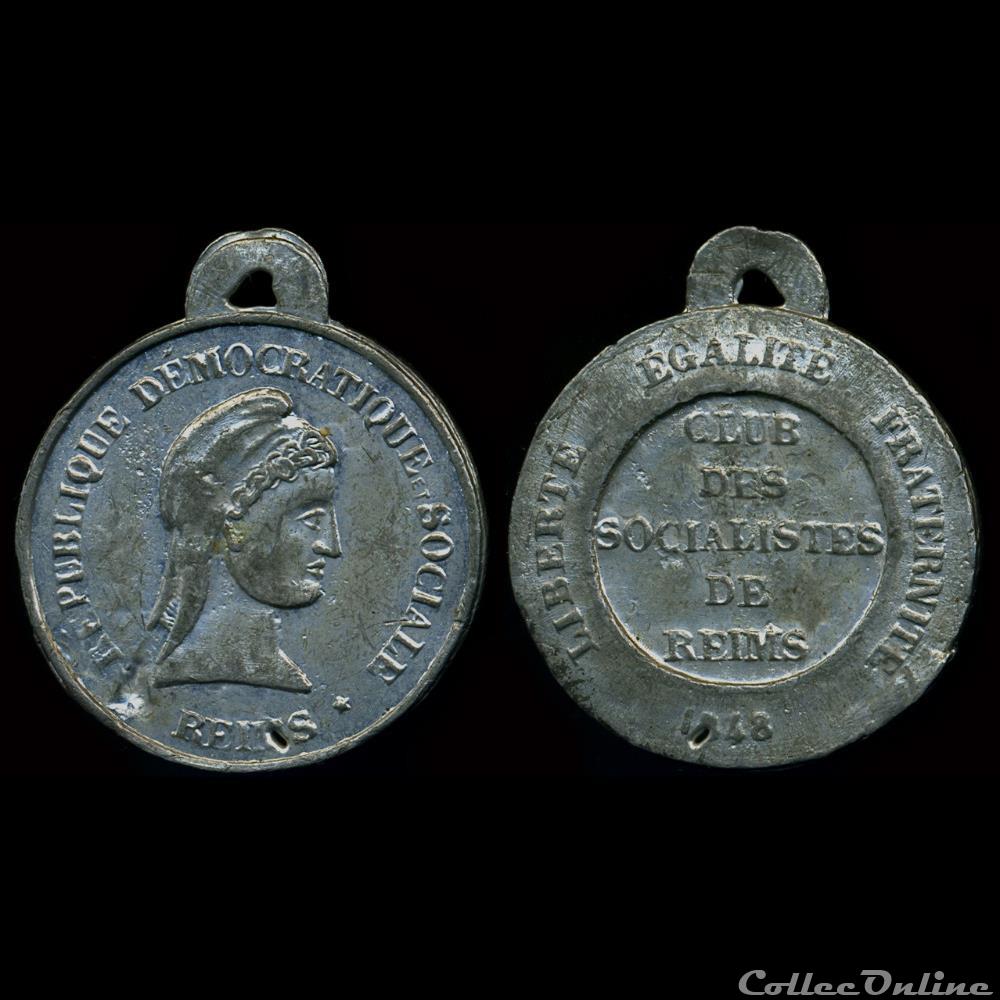 Mars 1848 - Médailles des Clubs et Sociétés (Reims) france revolution mars 1848 medailles des clubs et societes reims