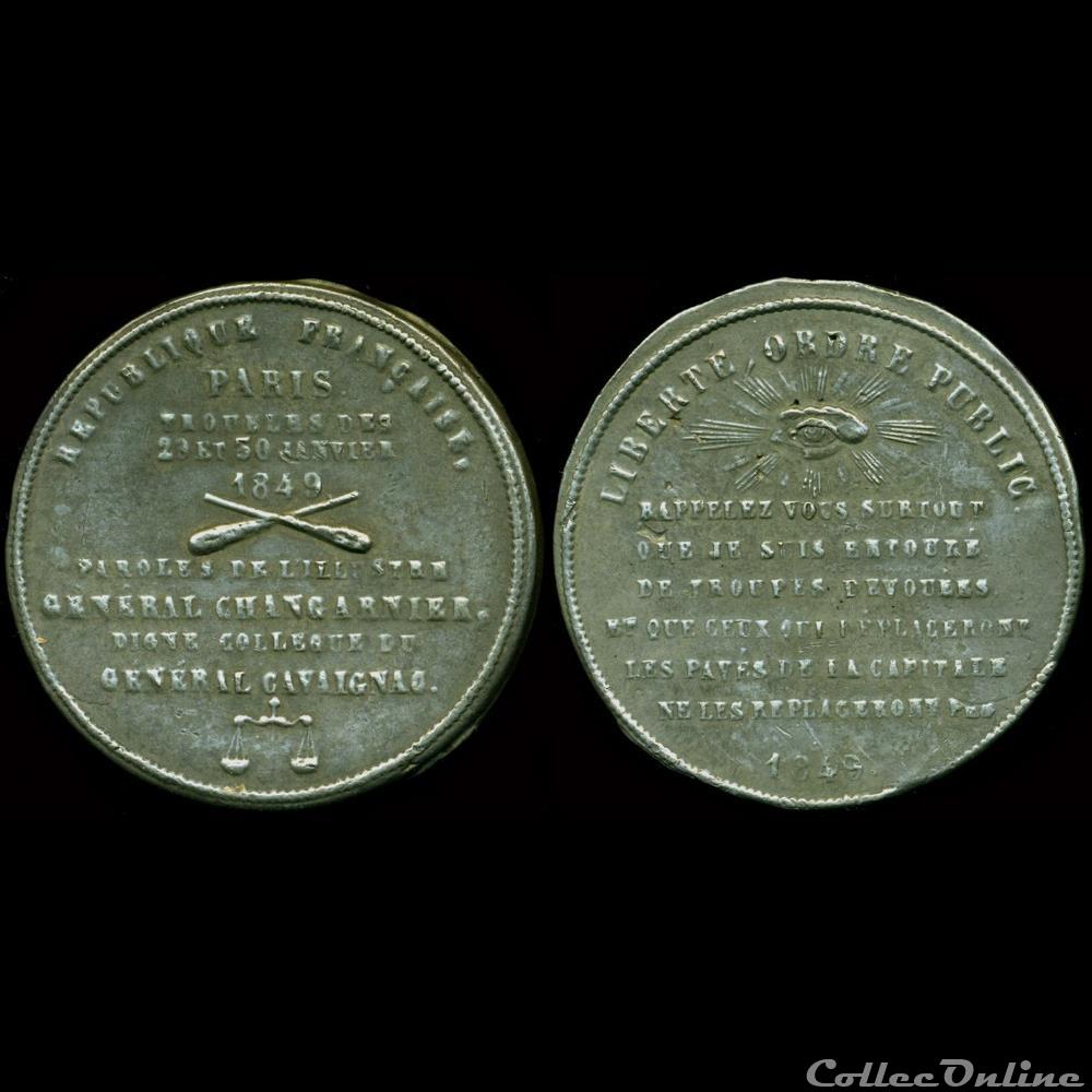 29 et 30 Janvier 1849 - Emeute réprimée par Changarnier medaille france revolution de 29 et 30 janvier 1849 emeute reprimee par changarnier