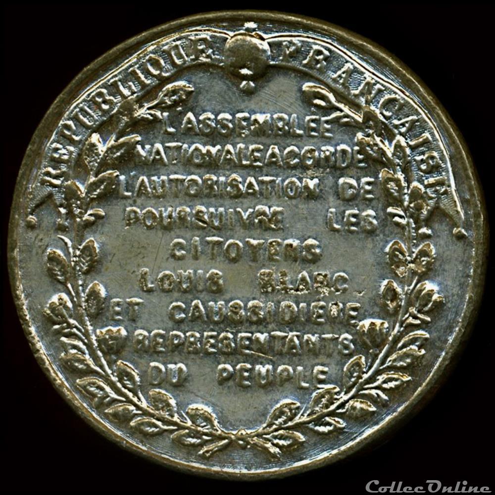 25 Août 1848 - Rapport sur l'attentat du 15 Mai 2 medaille france revolution de 25 aout 1848 rapport sur attentat du 15 mai