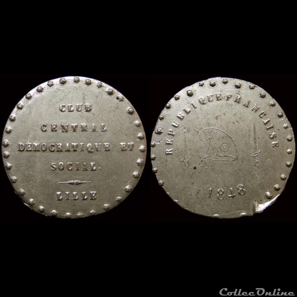 Mars & Avril 1848 - Clubs du Nord et du Pas-de-Calais (Lille) medaille france revolution mars avril 1848 clubs du nord et du pas de calais lille