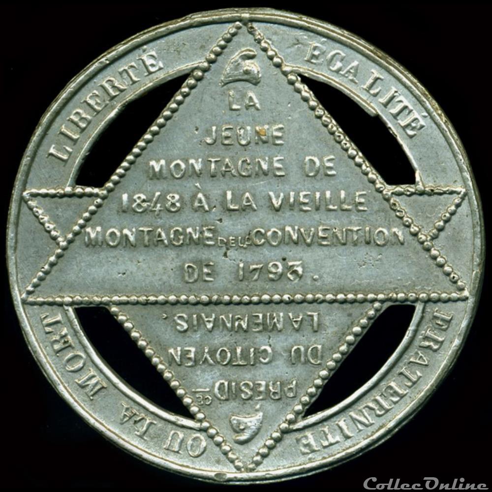 medaille france revolution 19 novembre 1848 fete de la constitution banquets