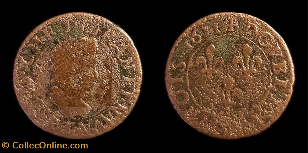 monnaies europe medievale a france royales louis xiii double tournois 1611
