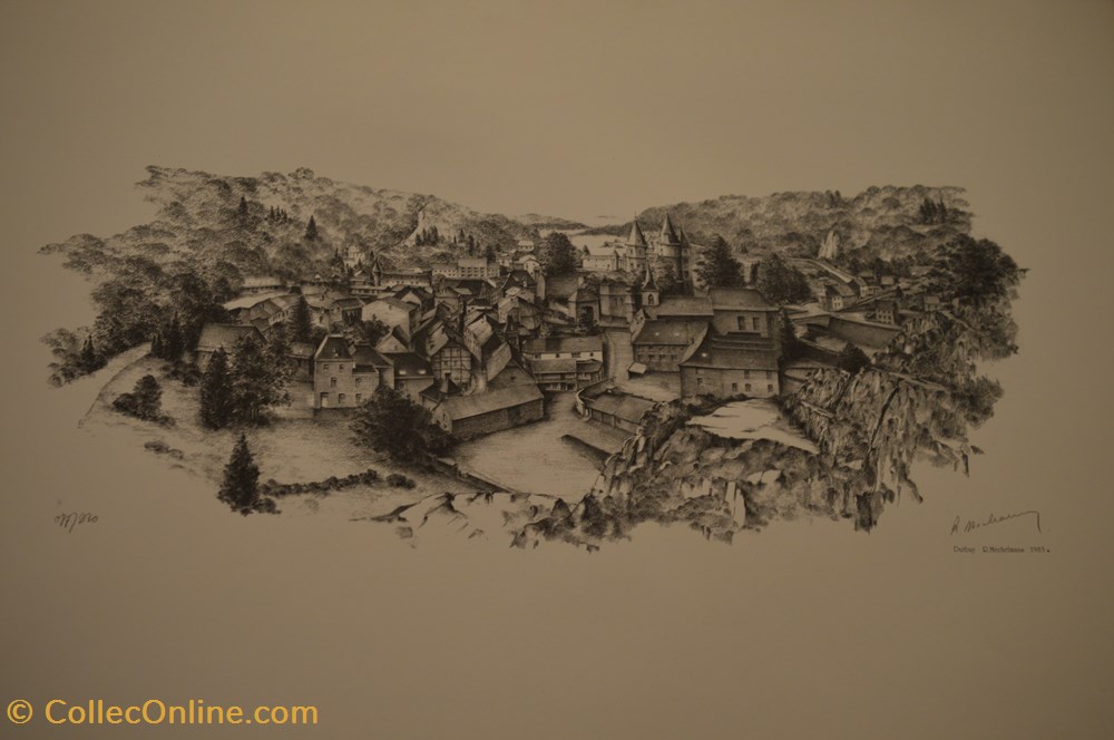 DHAM/Litho/RM/001 - R. Mechelmans, Lithographie de Durbuy 2 art antiquites lithographies serigraphie dham litho rm 001 r mechelmans lithographie de durbuy