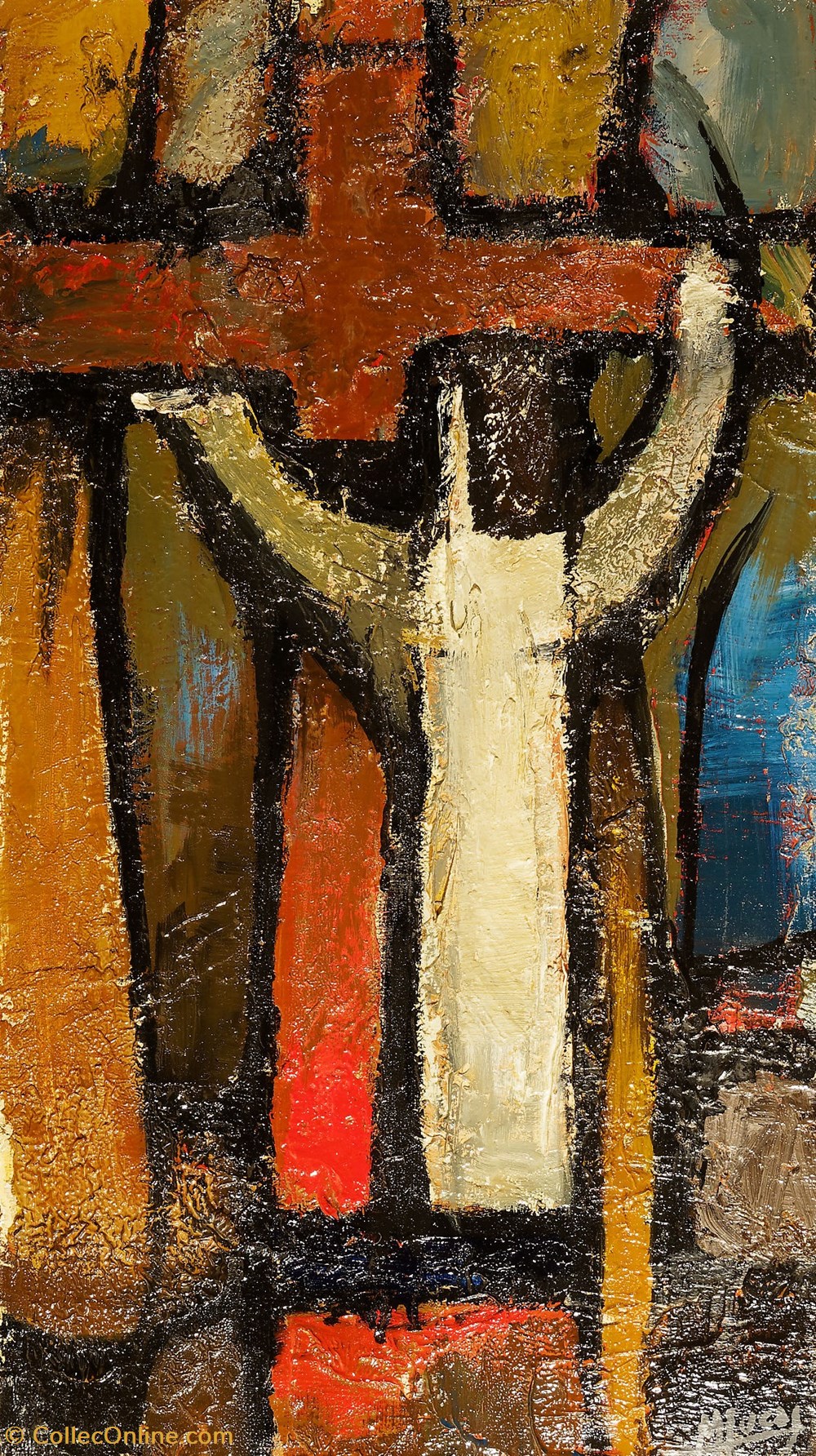 DHAM/Peint/ML/09 - M. Lucas, Chemin de Croix 3. Jésus tombe pour la première fois art antiquites peintures dessins dham peint ml 09 m lucas chemin de croix 3 jesus tombe pour la premiere fois