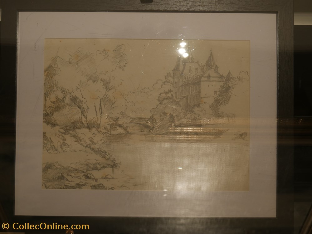 DHAM/Des/LS/002 - Léon Sougné, Vue sur le château de Durbuy art antiquites peintures dessins dham des ls 002 leon sougne vue sur le chateau de durbuy