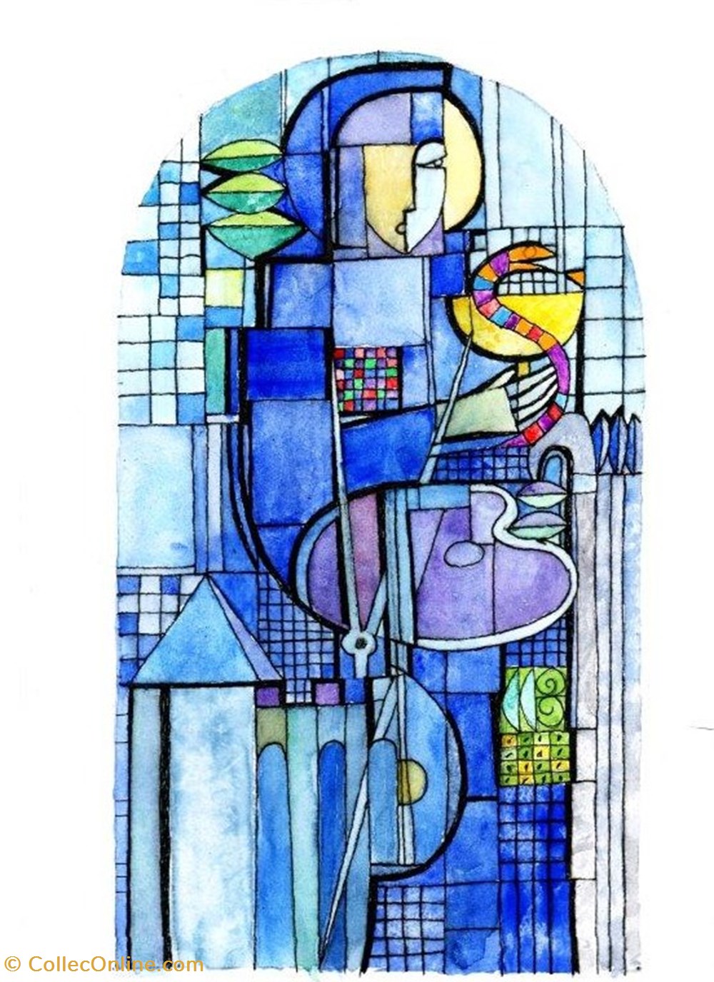 DHAM/Des/GL/003 - G. Laloux, La Jeunesse 02 (Dessin préparatoire) art antiquites peintures dessins techniques mixtes dham des gl 003 g laloux la jeunesse 02 dessin preparatoire