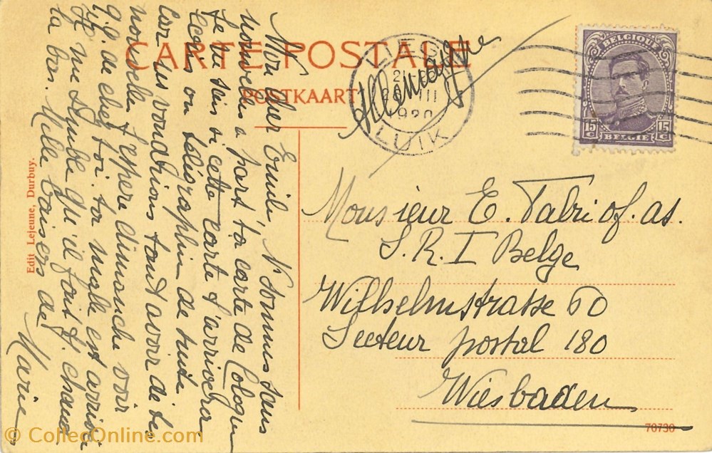 cartes postales europe belgique dham cp caerd 0158