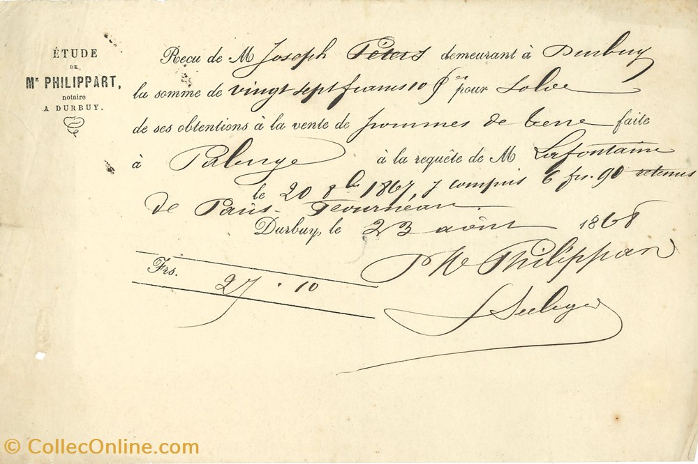 DHAM/Arch/19/0001 - Document de notaire documents anciens historiques dham arch 19 0001 document de notaire