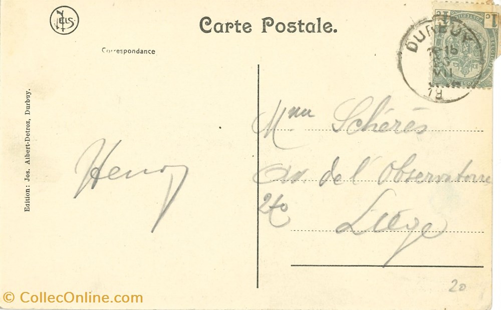 DHAM/CP/Caerd/0147 cartes postales europe belgique dham cp caerd 0147