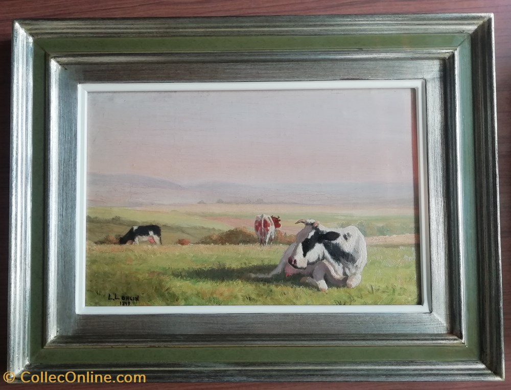 DHAM/Peint/LdL/003 - Louis de Loncin, Vaches au pré art antiquites peintures dessins dham peint ldl 003 louis de loncin vaches au pre