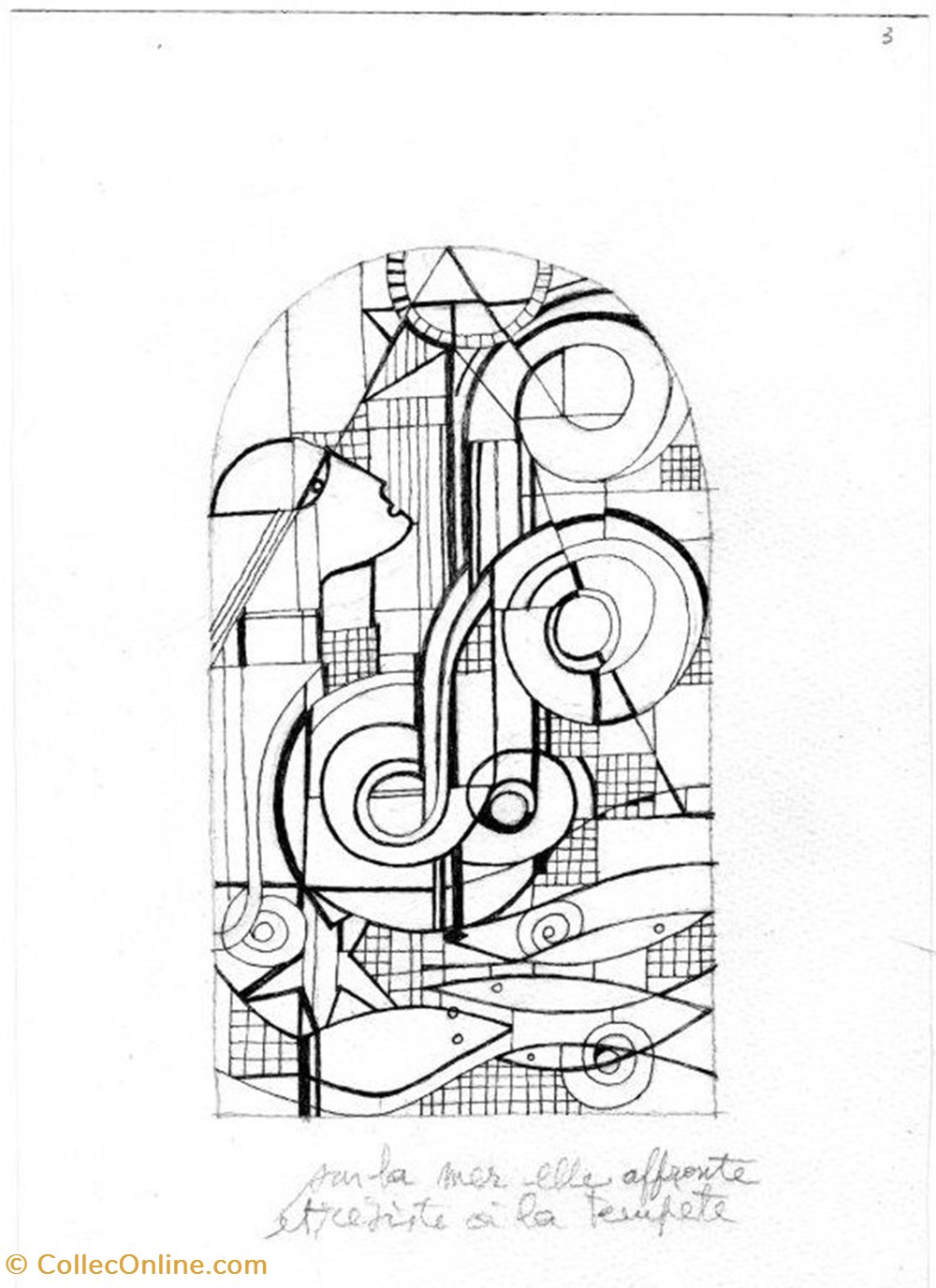 DHAM/Des/GL/009 - G. Laloux, La Tempête (Mise sous plomb) art antiquites peintures dessins techniques mixtes dham des gl 009 g laloux la tempete mise sous plomb