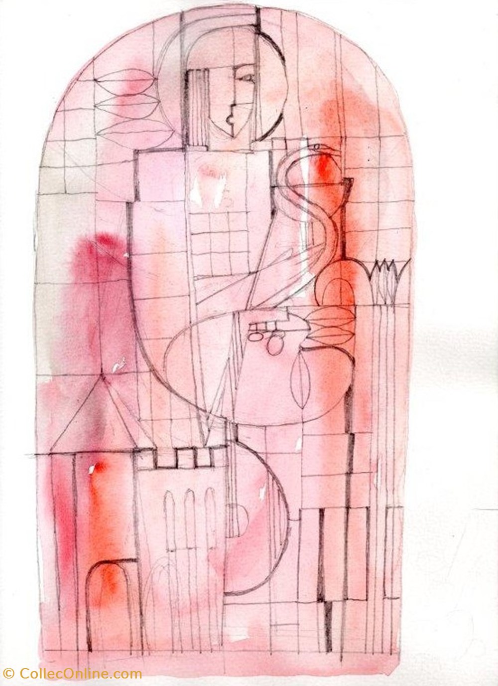 DHAM/Des/GL/005 - G. Laloux, La Jeunesse 04 (Dessin préparatoire) art antiquites peintures dessins techniques mixtes dham des gl 005 g laloux la jeunesse 04 dessin preparatoire
