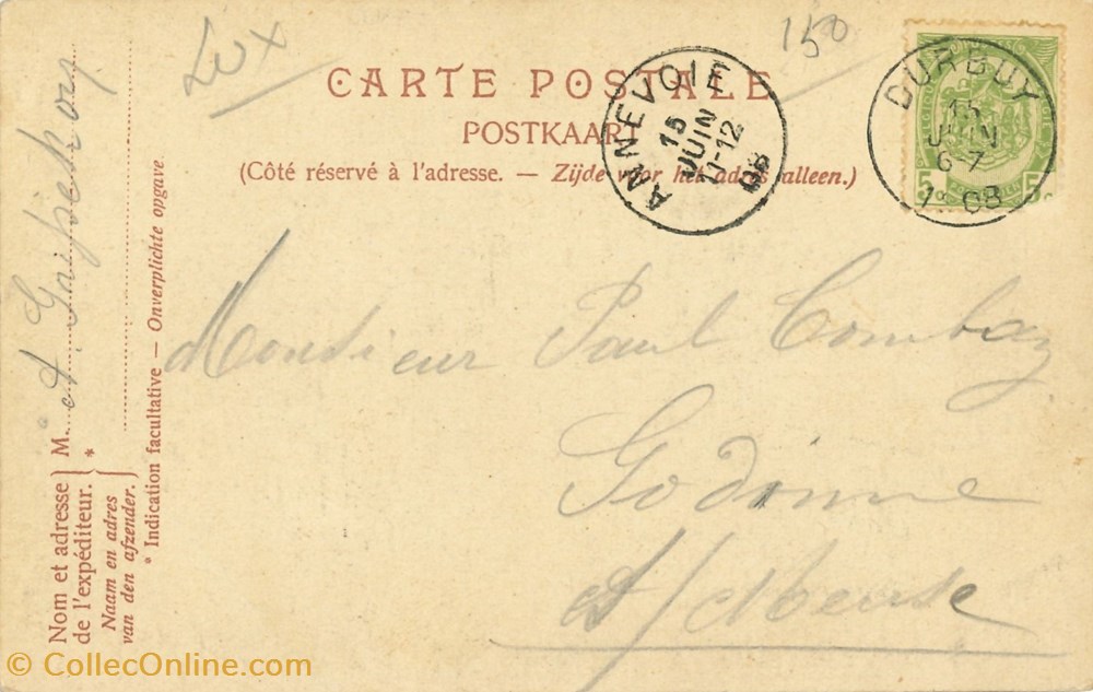 DHAM/CP/Caerd/0159 cartes postales europe belgique dham cp caerd 0159