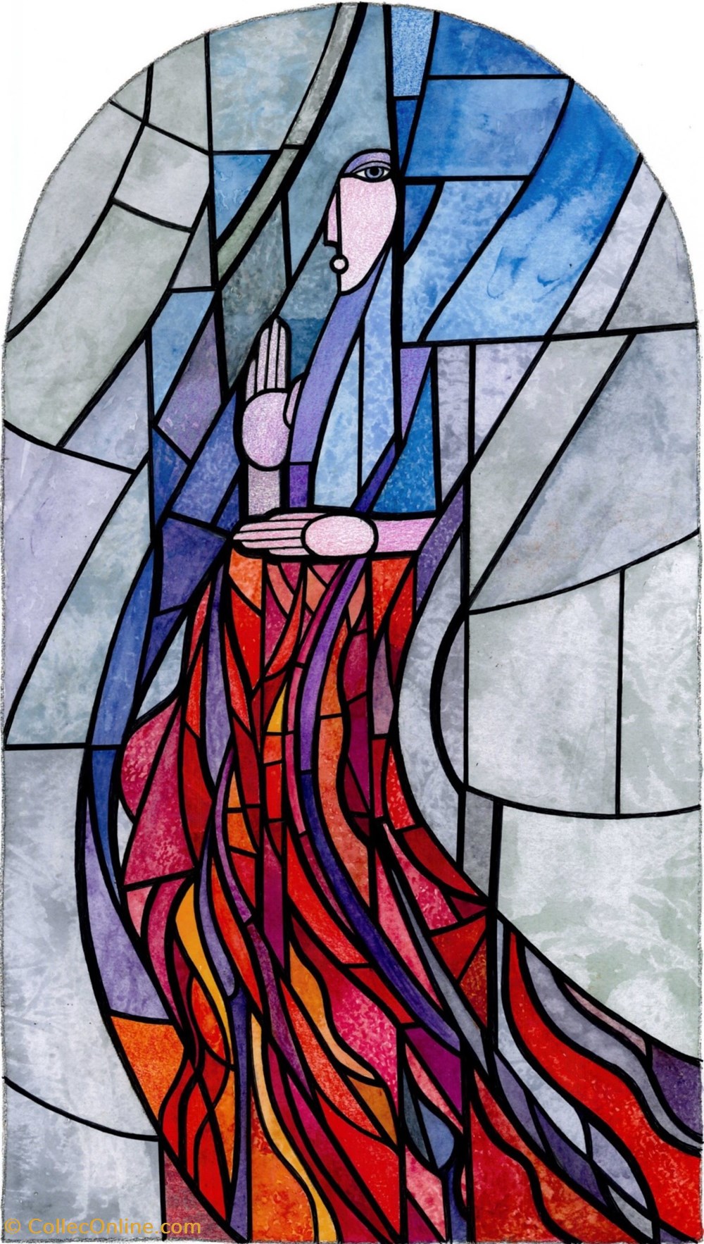 DHAM/Peint/GL/004 - G. Laloux, Les Feux (Projet Final) art antiquites peintures dessins dham peint gl 004 g laloux les feux projet final