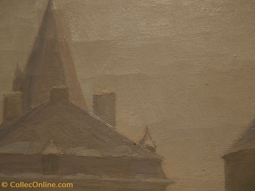 DHAM/Peint/LS/001 - Léon Sougné, Vue du Château de Durbuy 5 art antiquites peintures dessins dham peint ls 001 leon sougne vue du chateau de durbuy