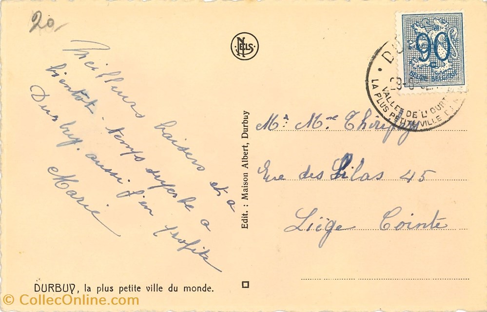 DHAM/CP/Caerd/0140 cartes postales europe belgique dham cp caerd 0140