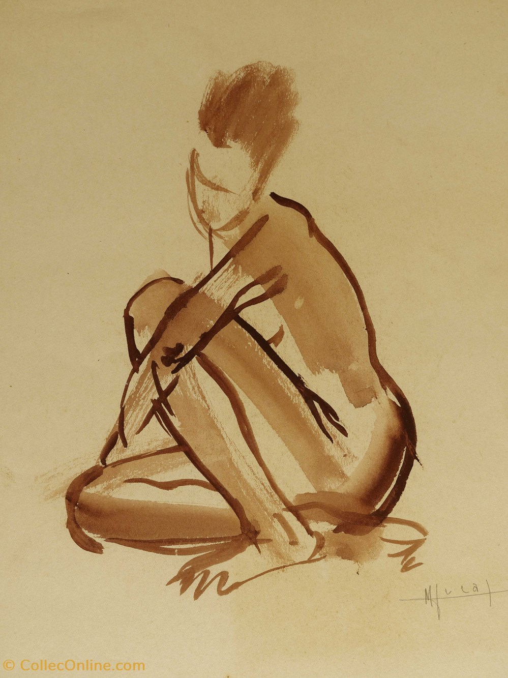 art antiquites peintures dessins techniques mixtes dham peint ml 56 m lucas nu 2