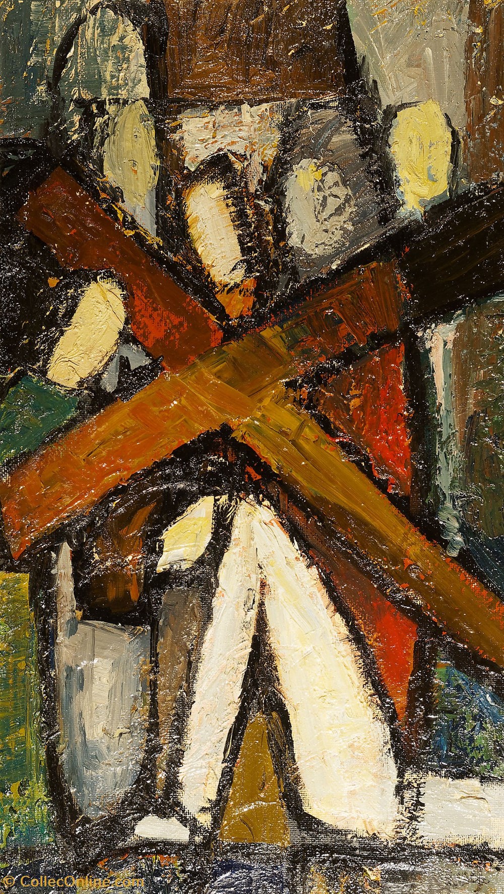 DHAM/Peint/ML/08 - M. Lucas, Chemin de Croix 2. Jésus porte sa croix art antiquites peintures dessins dham peint ml 08 m lucas chemin de croix 2 jesus porte sa croix