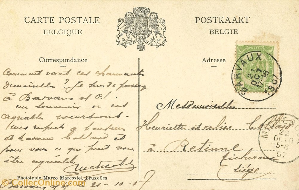 cartes postales europe belgique dham cp caerd 0205
