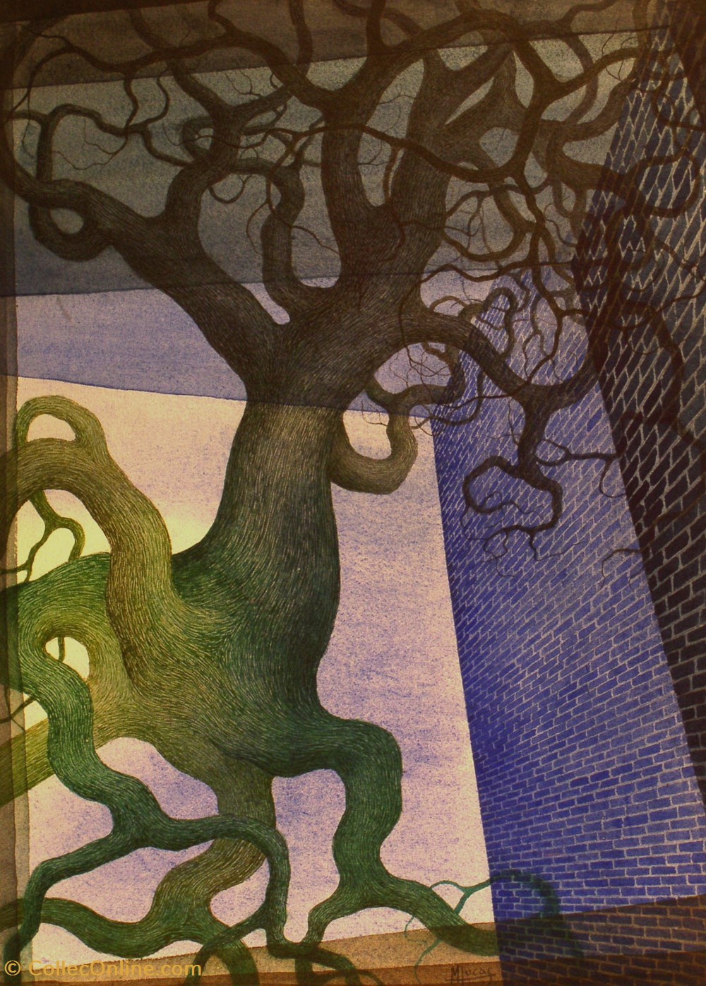 DHAM/Peint/ML/66 - M. Lucas, L'Arbre Boutant art antiquites peintures dessins dham peint ml 66 m lucas arbre boutant