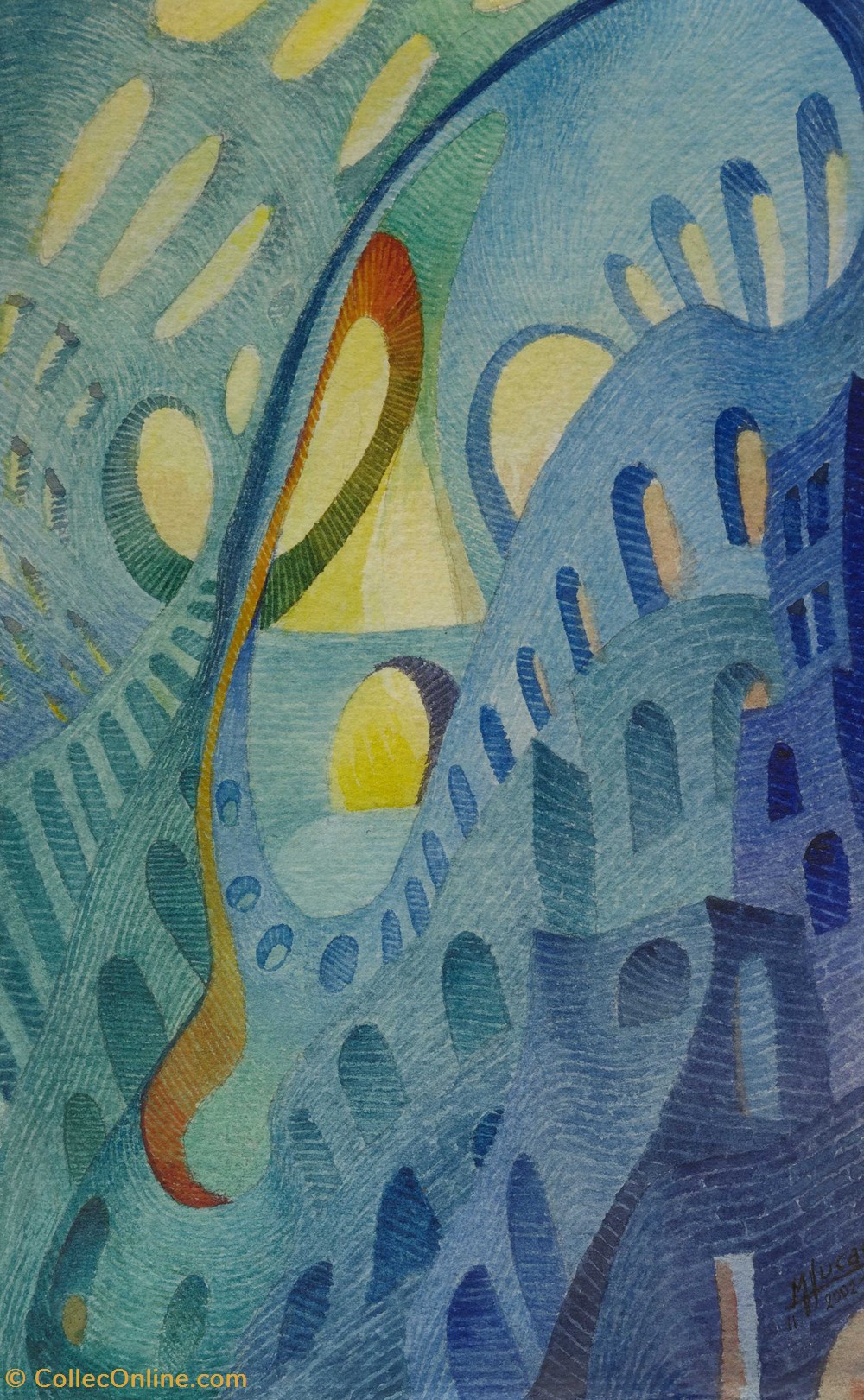 DHAM/Peint/ML/25 - M. Lucas, Le Paradis Bleu art antiquites peintures dessins dham peint ml 25 m lucas le paradis bleu