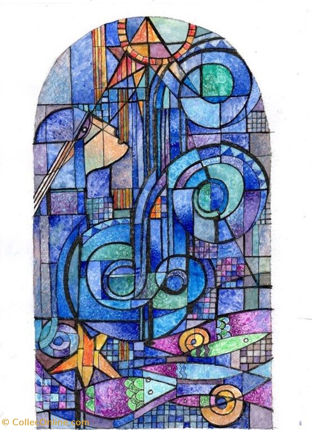 DHAM/Des/GL/010 - G. Laloux, La Tempête (Dessin préparatoire) art antiquites peintures dessins techniques mixtes dham des gl 010 g laloux la tempete dessin preparatoire