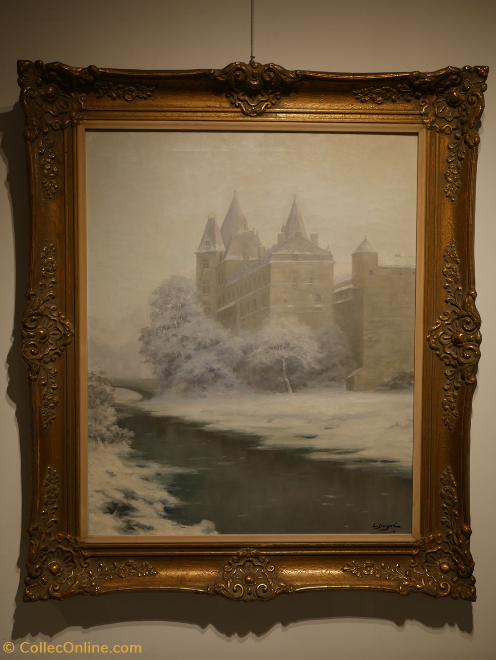DHAM/Peint/LS/001 - Léon Sougné, Vue du Château de Durbuy art antiquites peintures dessins dham peint ls 001 leon sougne vue du chateau de durbuy